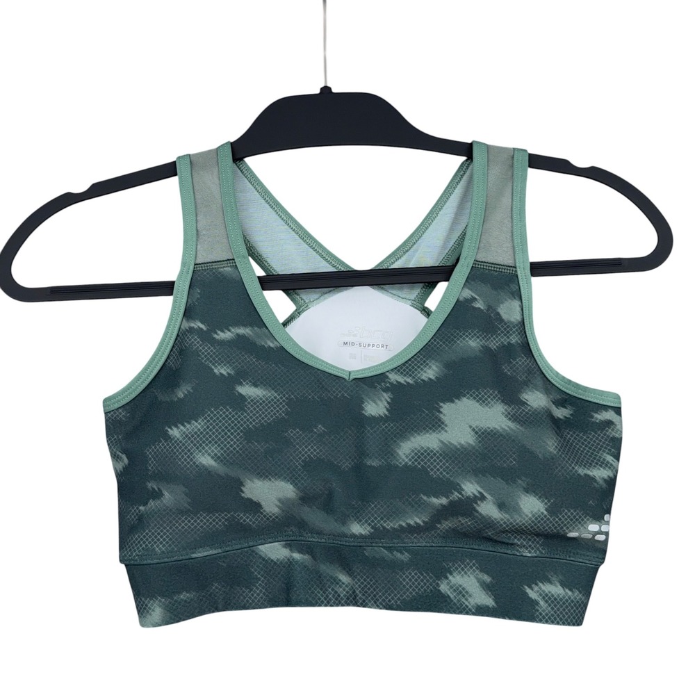 BCG Mid-Support Women M Polyester Blend Green Camo Sports Bra